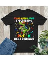 Dinosaur Pre-k Back To School First Day Of School Boys Shirt Unisex Standard T-Shirt black s